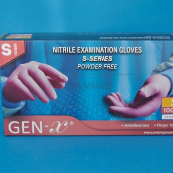 R366 - Rękawice nitrylowe bezpudrowe GEN-X rozmiar S różowe